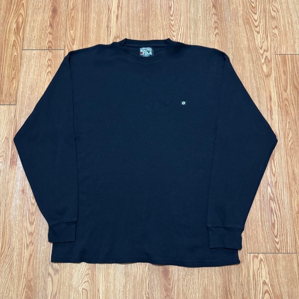 SouthPole Men's Thermal Long Sleeve Shirt Fits Large Skater Y2K Black 2000s